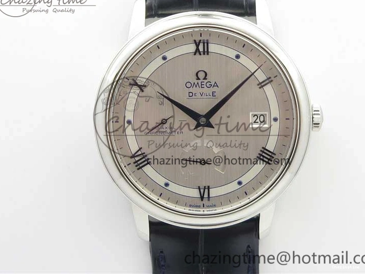 0327 Timeless De Ville Prestige Real PR SS ZF 1:1 Best Edition Gray Dial Blue Markers on Blue Leather Strap MIYOTA 7936
